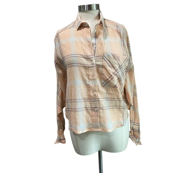 Free People Paradise Garden Cropped Button Up Top Batweing Sleeve - Picture 1 of 11